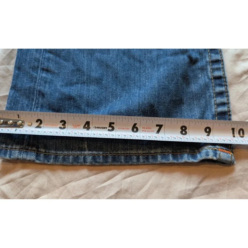 True Religion Men's Blue Jeans Size 40 (42x34) Straight Leg Cut Wide Cuff Denim
